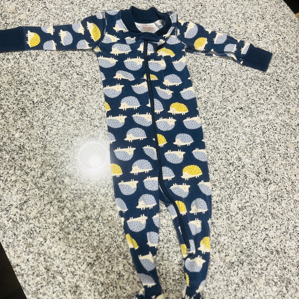 Hanna Andersson Blue Hedgehog 12-18 Month Pajamas
